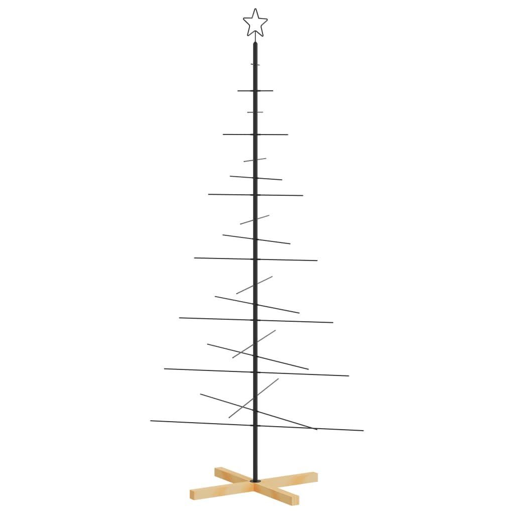 Kerstdecoratie kerstboom met houten basis 180 cm metaal zwart is nu te koop bij PeponiXL, paradijselijk wonen!