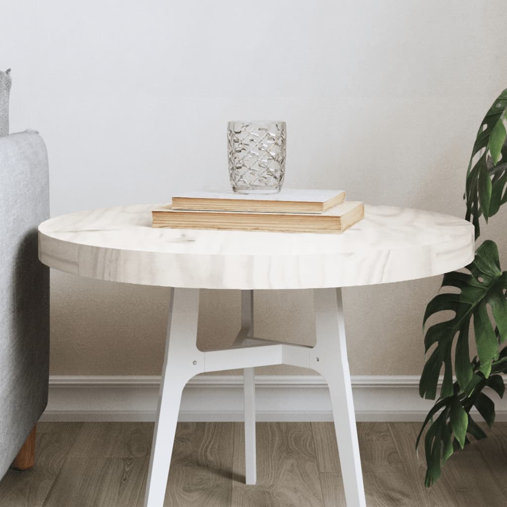 Tafelblad rond Ø50x3 cm massief grenenhout wit is nu te koop bij PeponiXL, paradijselijk wonen!