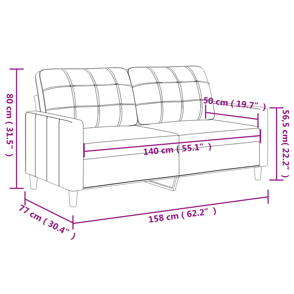 Tweezitsbank 140 cm stof lichtgrijs is nu te koop bij PeponiXL, paradijselijk wonen!