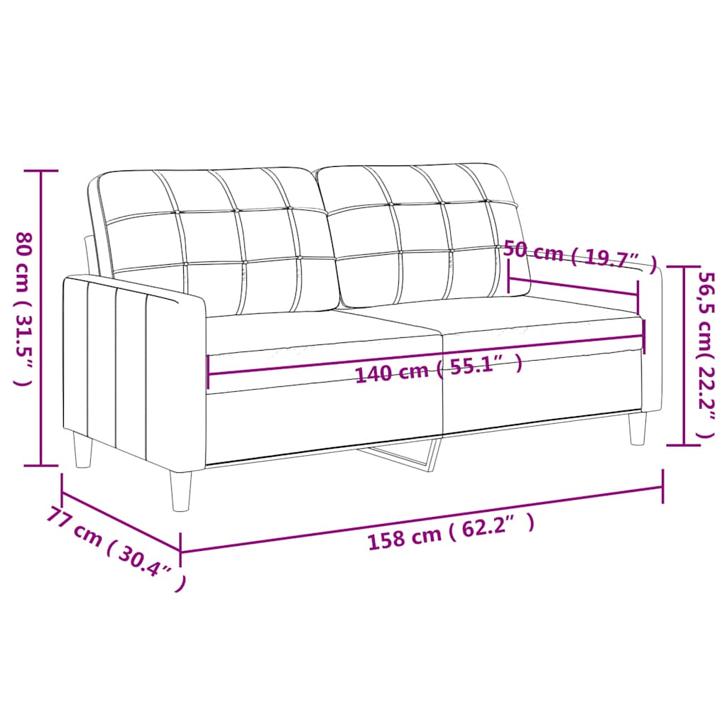 Tweezitsbank 140 cm stof crèmekleurig is nu te koop bij PeponiXL, paradijselijk wonen!