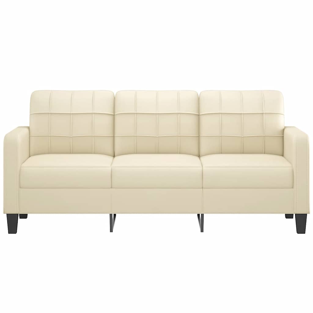 Driezitsbank 180 cm kunstleer crèmekleurig is nu te koop bij PeponiXL, paradijselijk wonen!