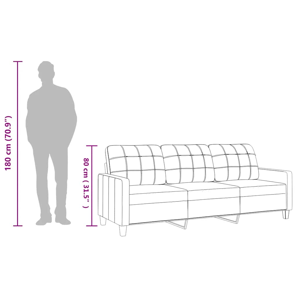 Driezitsbank 180 cm kunstleer grijs is nu te koop bij PeponiXL, paradijselijk wonen!