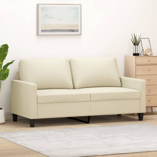 Tweezitsbank 140 cm kunstleer crèmekleurig is nu te koop bij PeponiXL, paradijselijk wonen!