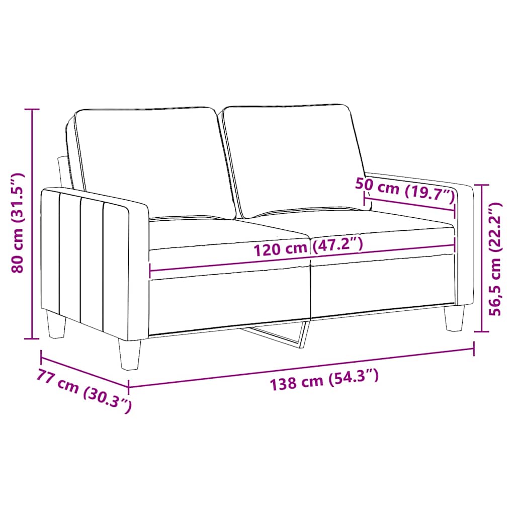 Tweezitsbank 120 cm stof crèmekleurig is nu te koop bij PeponiXL, paradijselijk wonen!
