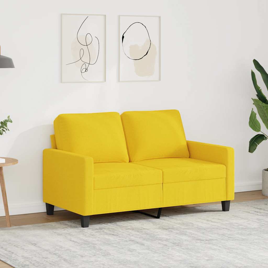 Tweezitsbank 120 cm stof lichtgeel is nu te koop bij PeponiXL, paradijselijk wonen!