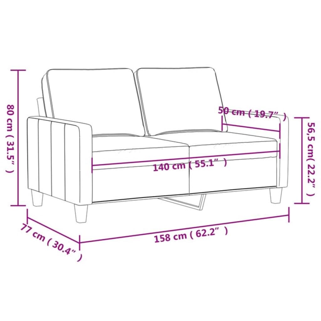 Tweezitsbank 140 cm stof lichtgrijs is nu te koop bij PeponiXL, paradijselijk wonen!