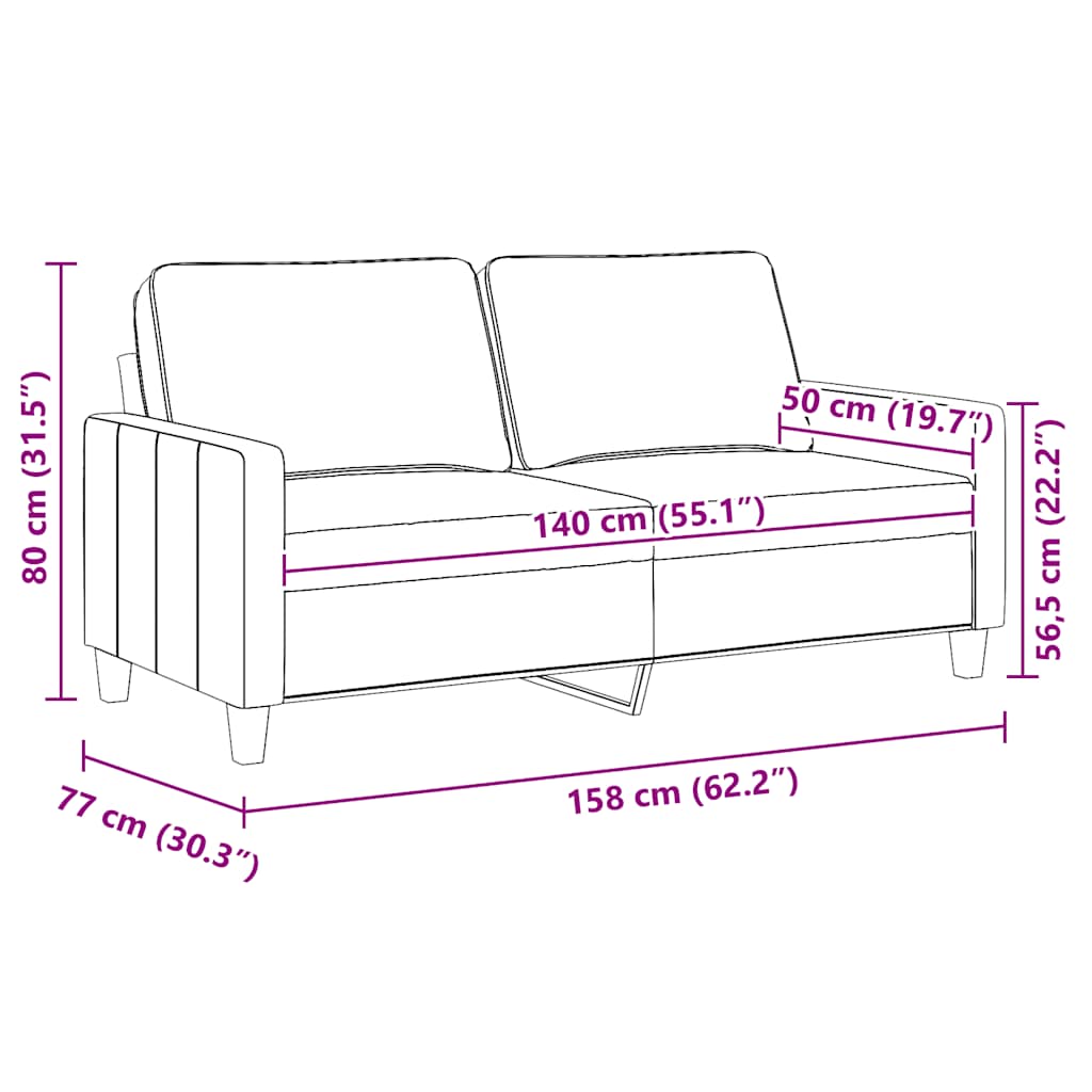 Tweezitsbank 140 cm stof crèmekleurig is nu te koop bij PeponiXL, paradijselijk wonen!