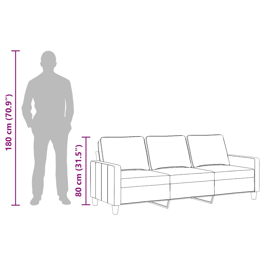 Driezitsbank 180 cm stof lichtgrijs is nu te koop bij PeponiXL, paradijselijk wonen!