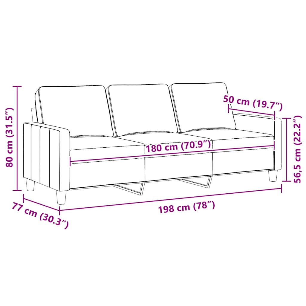 Driezitsbank 180 cm stof taupe is nu te koop bij PeponiXL, paradijselijk wonen!