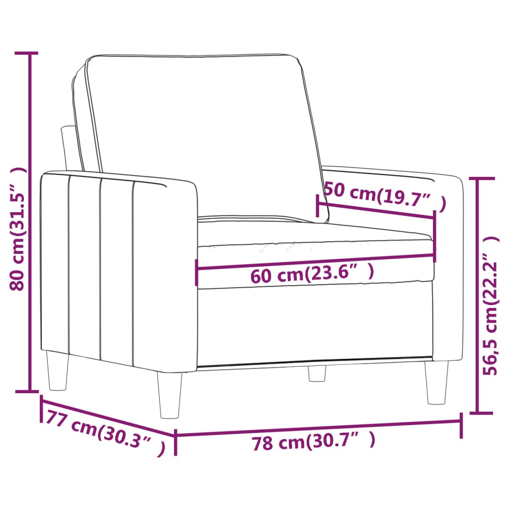 Fauteuil 60 cm fluweel donkergrijs is nu te koop bij PeponiXL, paradijselijk wonen!