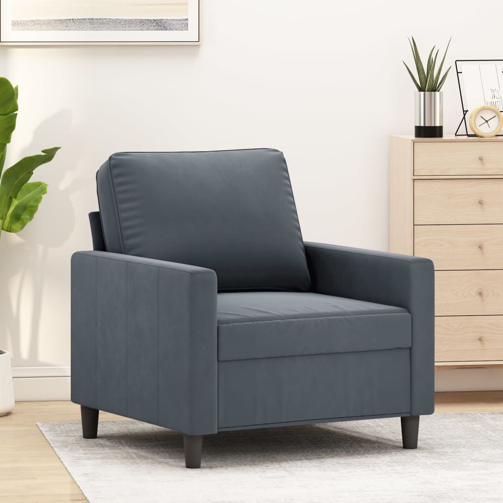 Fauteuil 60 cm fluweel donkergrijs is nu te koop bij PeponiXL, paradijselijk wonen!