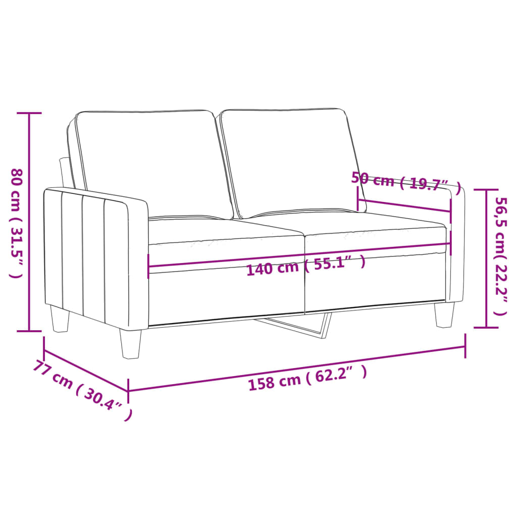 Tweezitsbank 140 cm fluweel wijnrood is nu te koop bij PeponiXL, paradijselijk wonen!