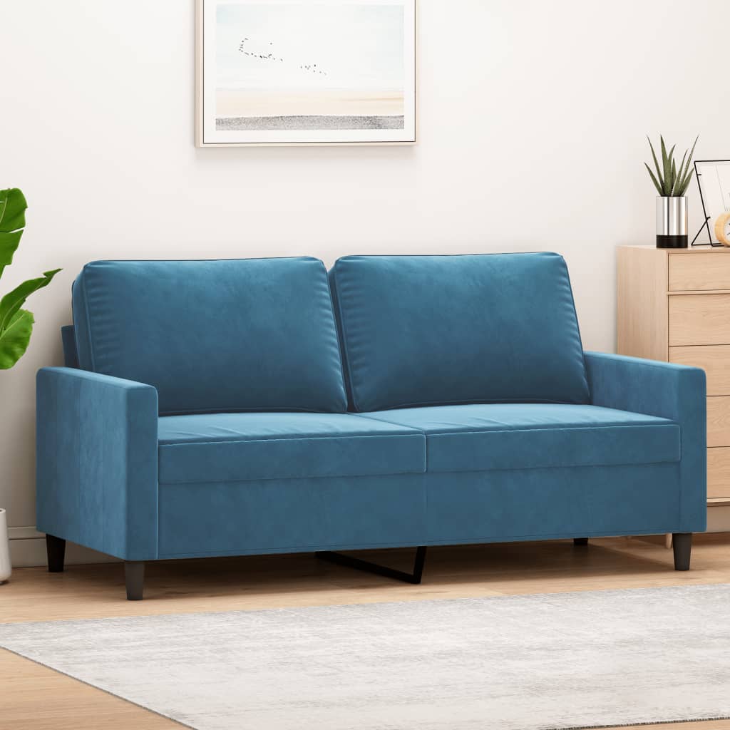 Tweezitsbank 140 cm fluweel blauw is nu te koop bij PeponiXL, paradijselijk wonen!