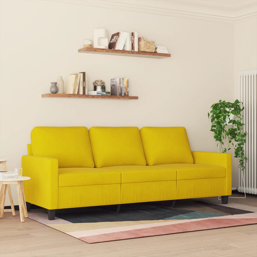Driezitsbank 180 cm fluweel geel is nu te koop bij PeponiXL, paradijselijk wonen!