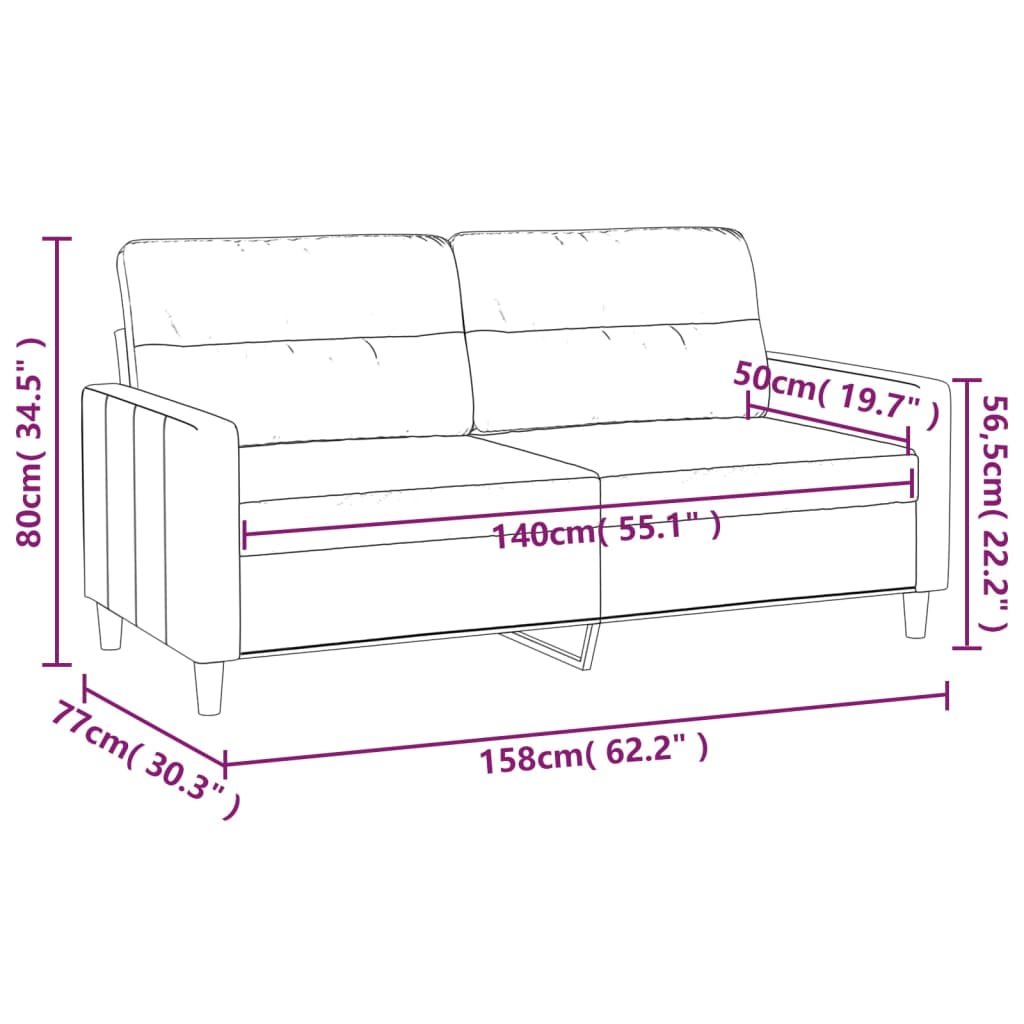 Tweezitsbank 140 cm stof crèmekleurig is nu te koop bij PeponiXL, paradijselijk wonen!