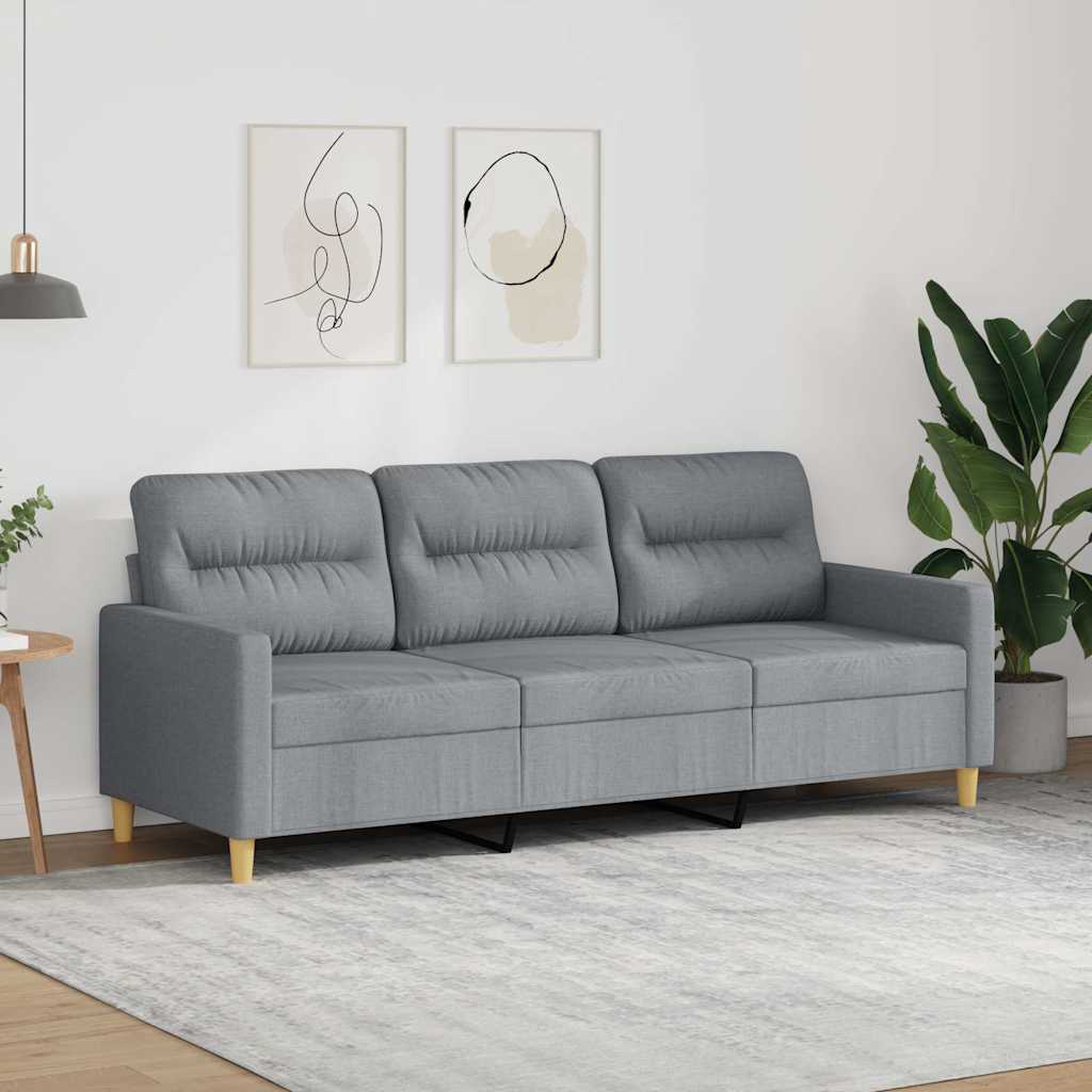 Driezitsbank 180 cm stof lichtgrijs is nu te koop bij PeponiXL, paradijselijk wonen!