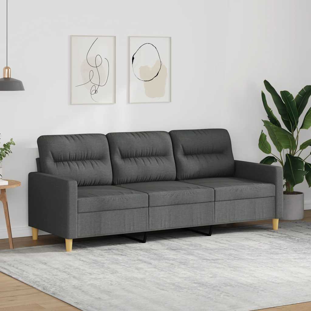 Driezitsbank 180 cm stof donkergrijs is nu te koop bij PeponiXL, paradijselijk wonen!