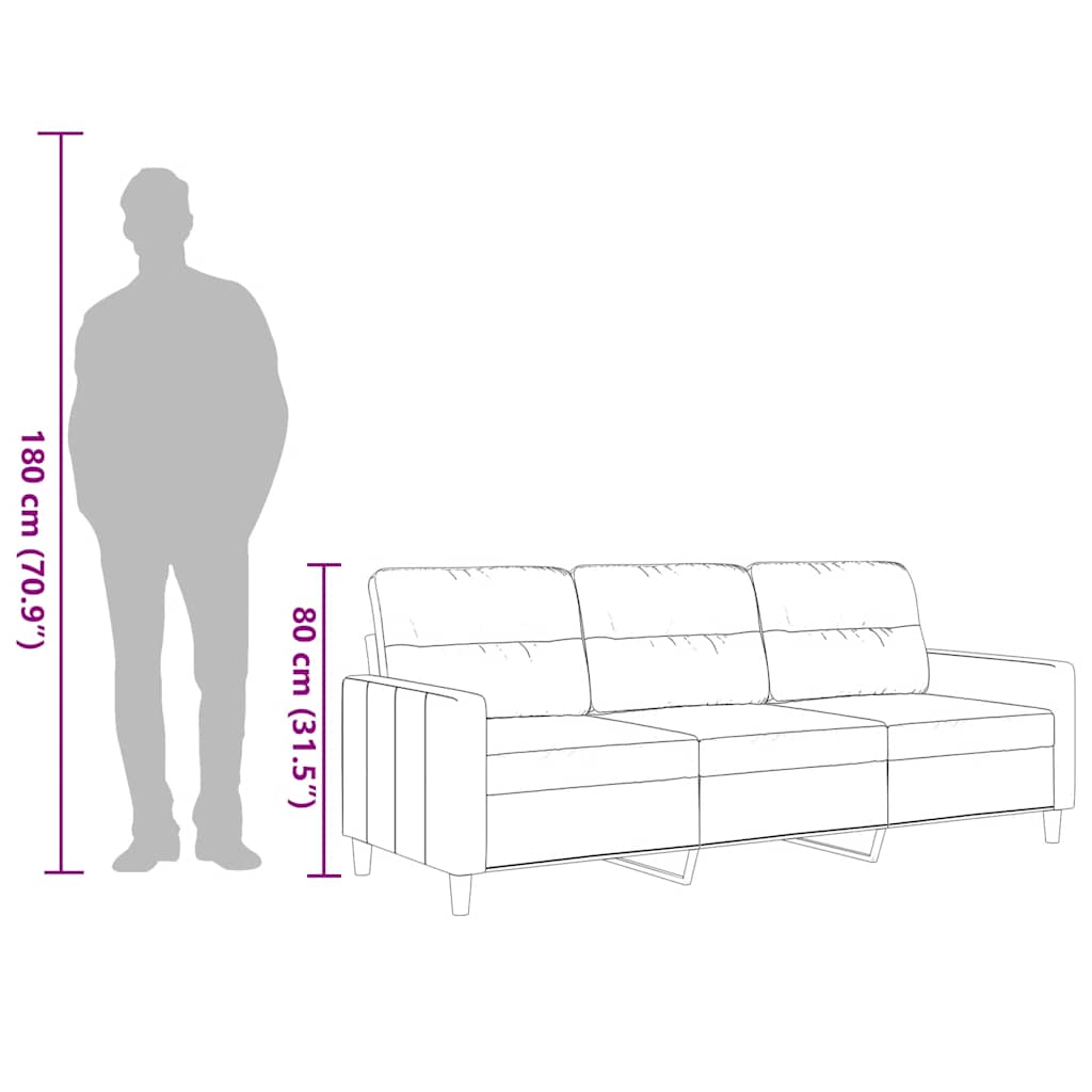 Driezitsbank 180 cm stof crèmekleurig is nu te koop bij PeponiXL, paradijselijk wonen!