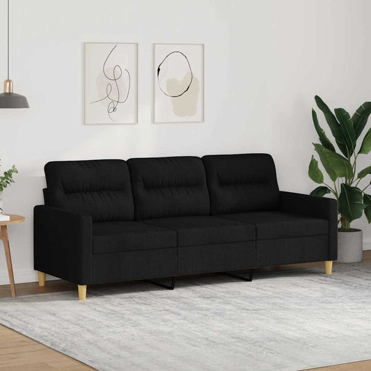 Driezitsbank 180 cm stof zwart is nu te koop bij PeponiXL, paradijselijk wonen!