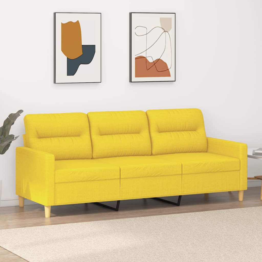 Driezitsbank 180 cm stof lichtgeel is nu te koop bij PeponiXL, paradijselijk wonen!