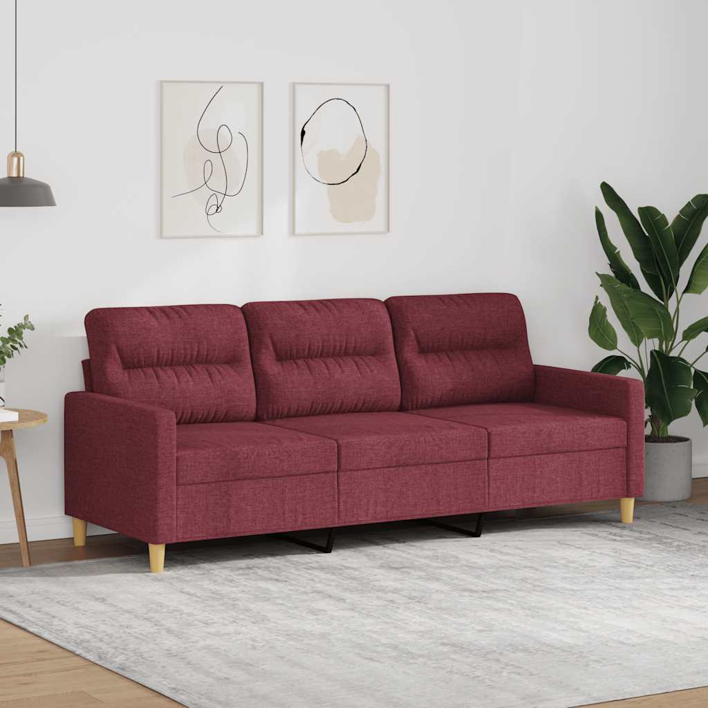 Driezitsbank 180 cm stof wijnrood is nu te koop bij PeponiXL, paradijselijk wonen!