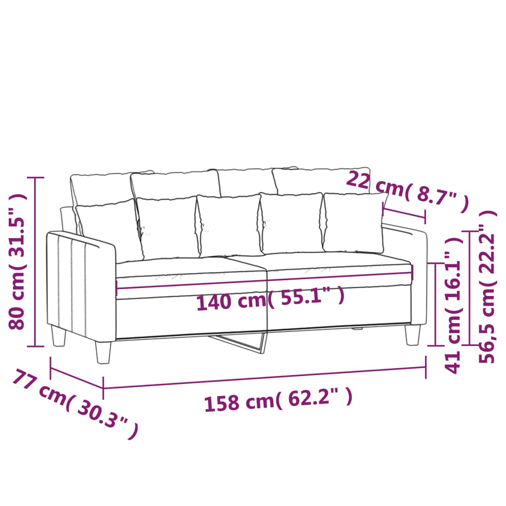 Tweezitsbank 140 cm stof crèmekleurig is nu te koop bij PeponiXL, paradijselijk wonen!