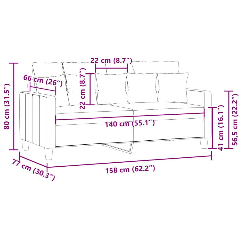 Tweezitsbank 140 cm stof zwart is nu te koop bij PeponiXL, paradijselijk wonen!