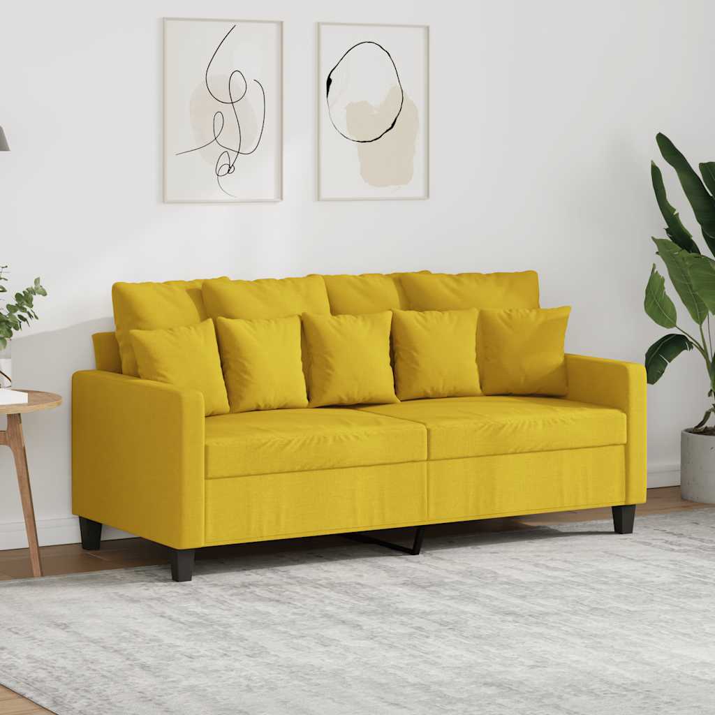 Tweezitsbank 140 cm stof lichtgeel is nu te koop bij PeponiXL, paradijselijk wonen!