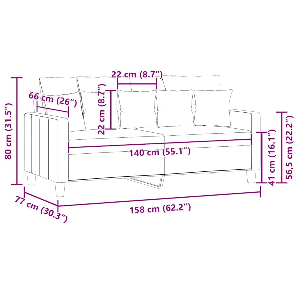 Tweezitsbank 140 cm stof wijnrood is nu te koop bij PeponiXL, paradijselijk wonen!