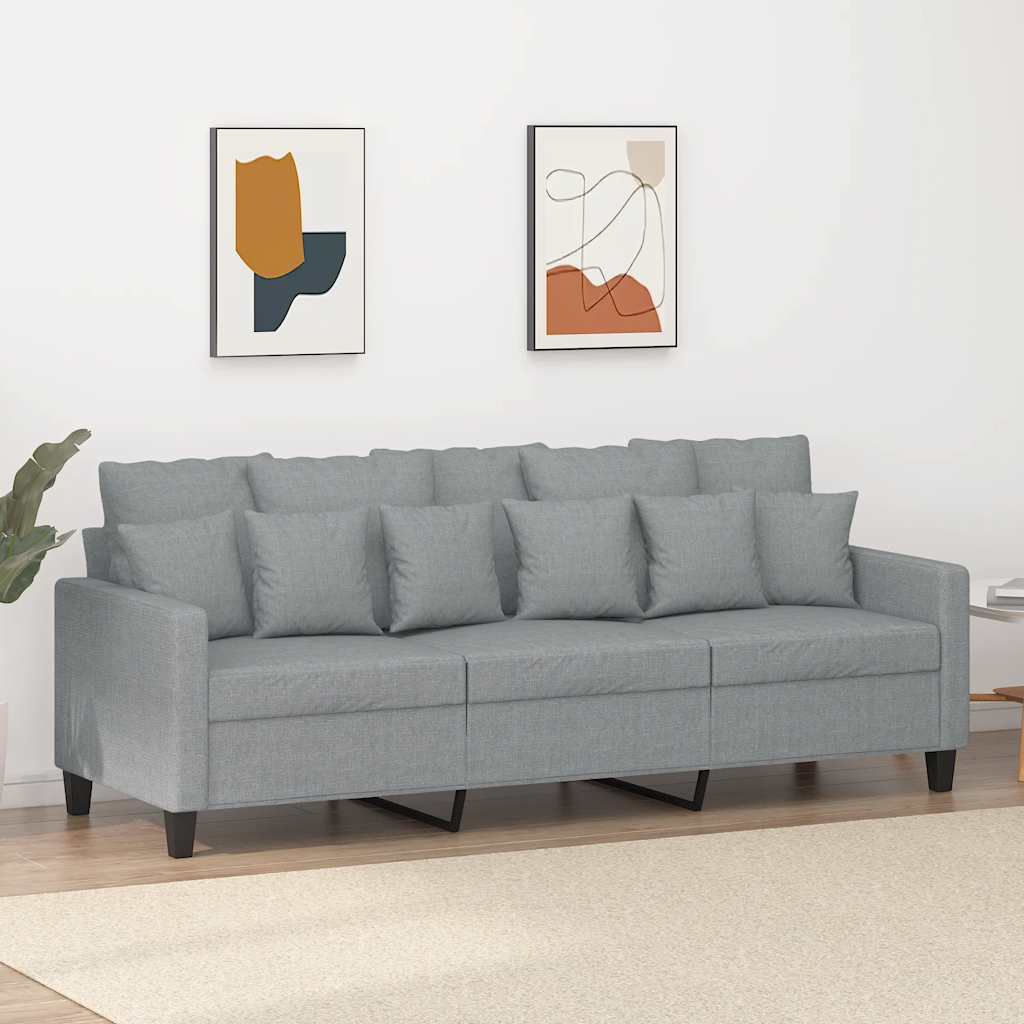 Driezitsbank 180 cm stof lichtgrijs is nu te koop bij PeponiXL, paradijselijk wonen!