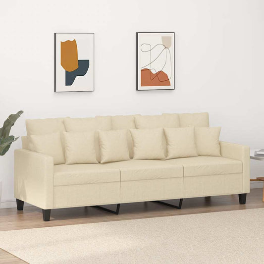 Driezitsbank 180 cm stof crèmekleurig is nu te koop bij PeponiXL, paradijselijk wonen!