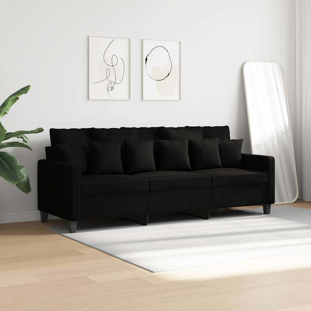 Driezitsbank 180 cm stof zwart is nu te koop bij PeponiXL, paradijselijk wonen!