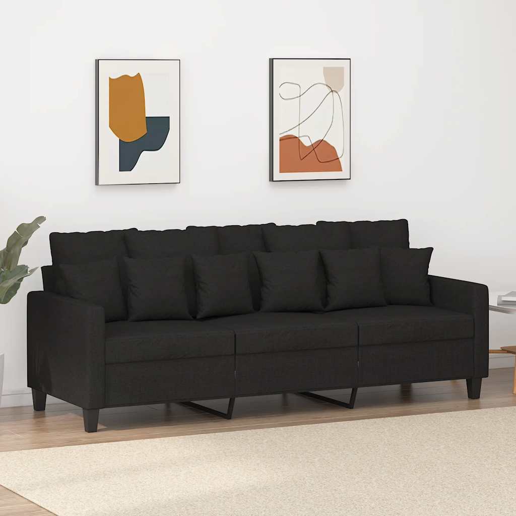 Driezitsbank 180 cm stof zwart is nu te koop bij PeponiXL, paradijselijk wonen!