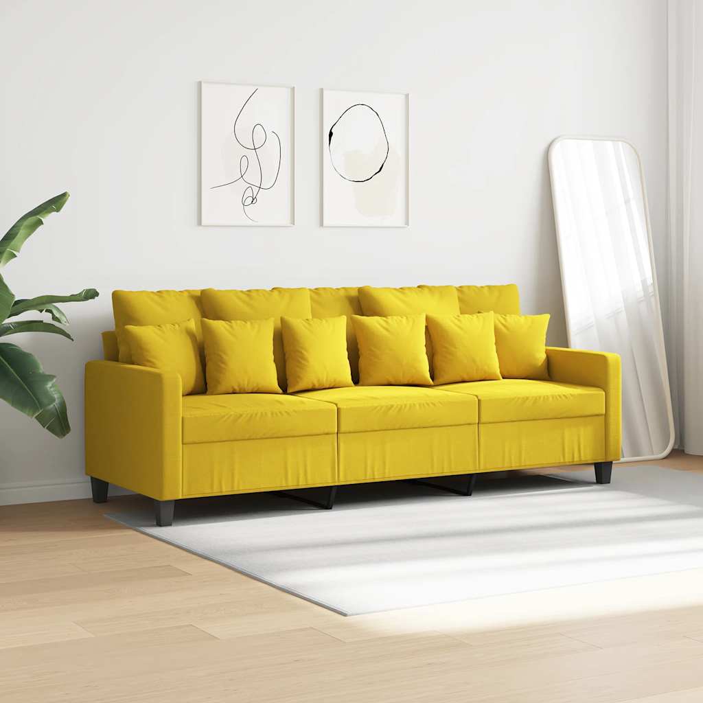 Driezitsbank 180 cm stof lichtgeel is nu te koop bij PeponiXL, paradijselijk wonen!