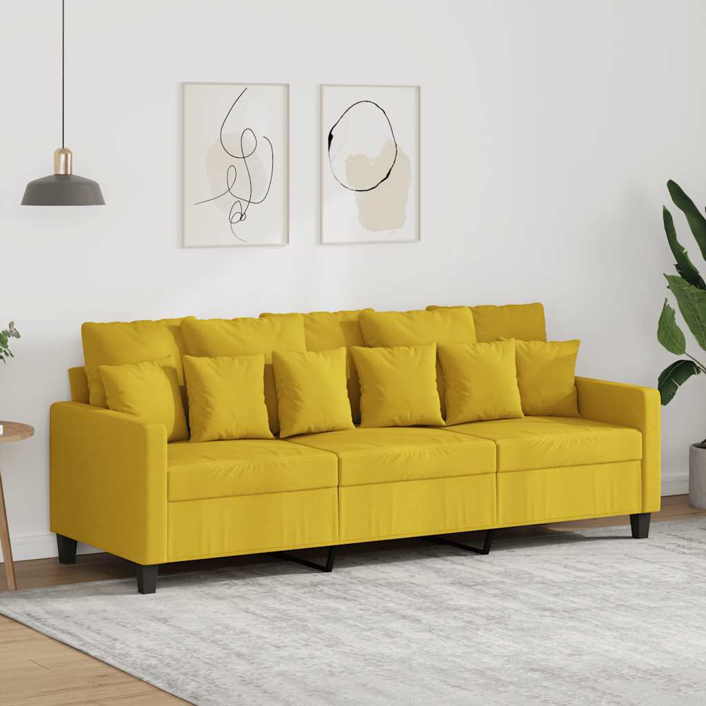 Driezitsbank 180 cm stof lichtgeel is nu te koop bij PeponiXL, paradijselijk wonen!
