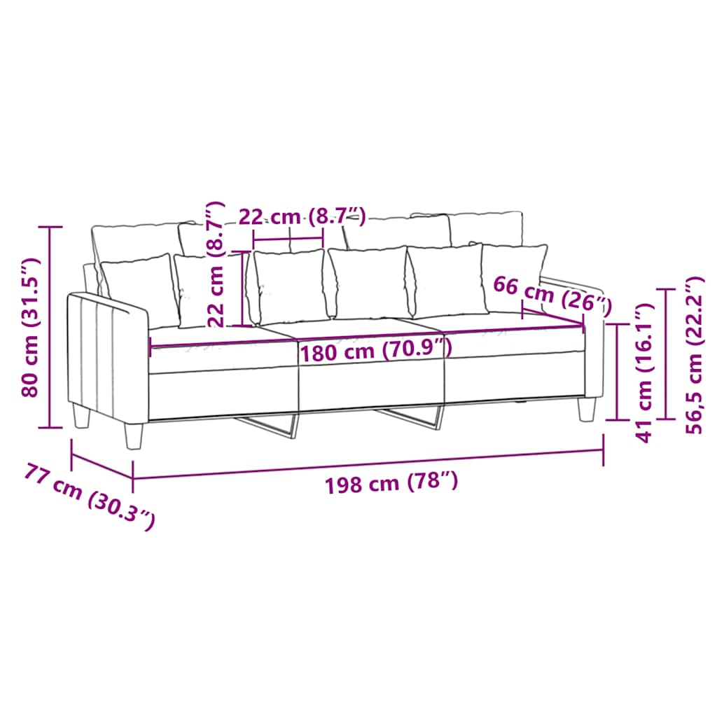 Driezitsbank 180 cm stof taupe is nu te koop bij PeponiXL, paradijselijk wonen!