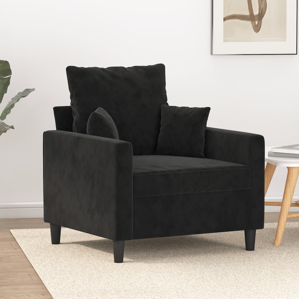 Fauteuil 60 cm fluweel zwart is nu te koop bij PeponiXL, paradijselijk wonen!