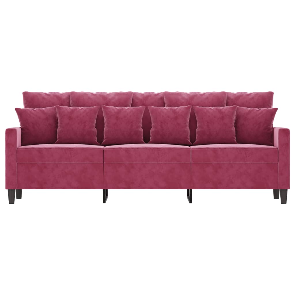 Driezitsbank 180 cm fluweel wijnrood is nu te koop bij PeponiXL, paradijselijk wonen!