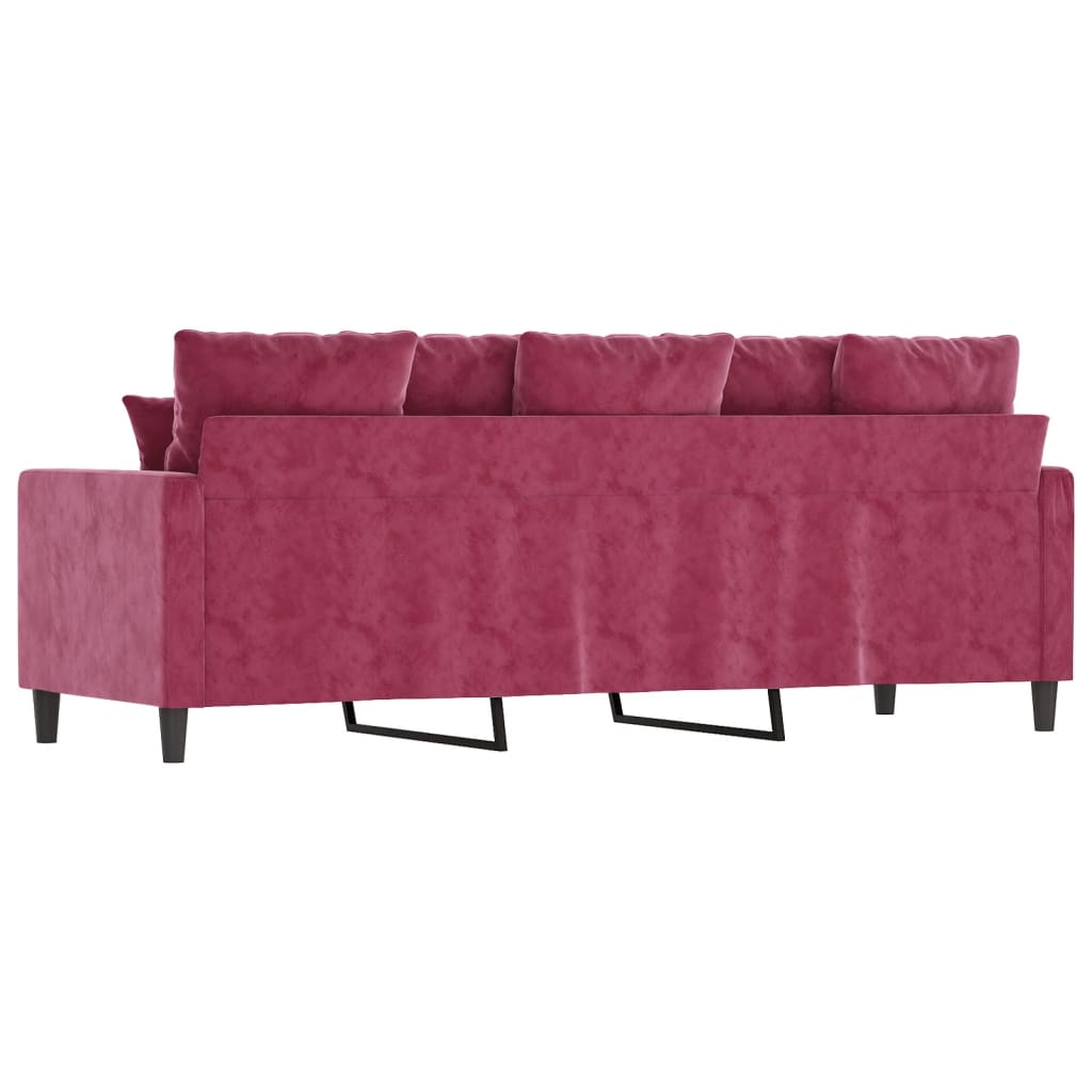 Driezitsbank 180 cm fluweel wijnrood is nu te koop bij PeponiXL, paradijselijk wonen!