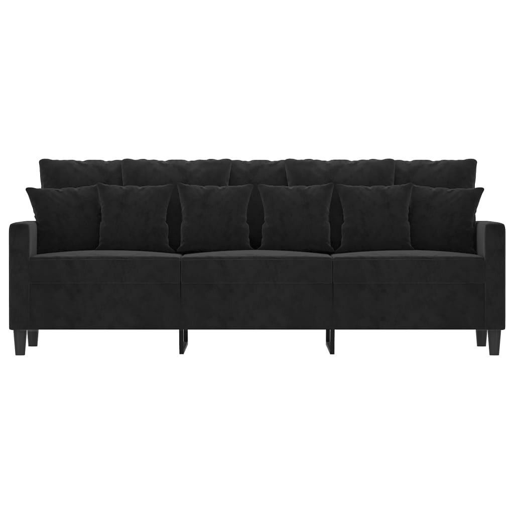Driezitsbank 180 cm fluweel zwart is nu te koop bij PeponiXL, paradijselijk wonen!