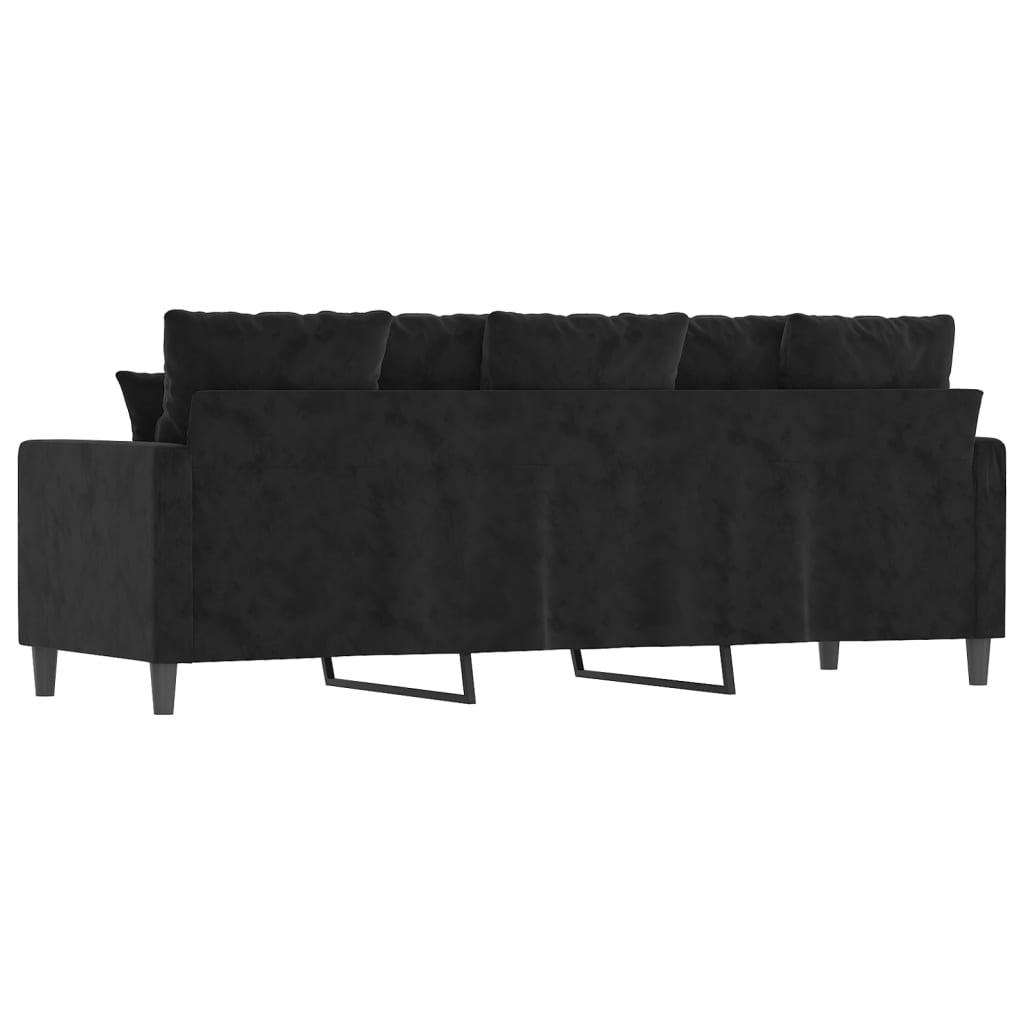 Driezitsbank 180 cm fluweel zwart is nu te koop bij PeponiXL, paradijselijk wonen!