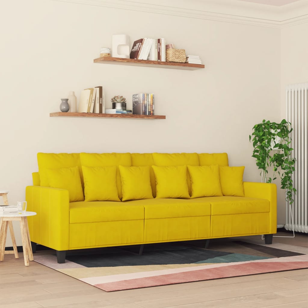 Driezitsbank 180 cm fluweel geel is nu te koop bij PeponiXL, paradijselijk wonen!