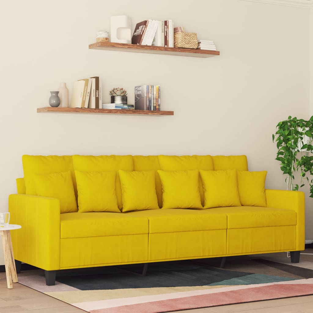 Driezitsbank 180 cm fluweel geel is nu te koop bij PeponiXL, paradijselijk wonen!