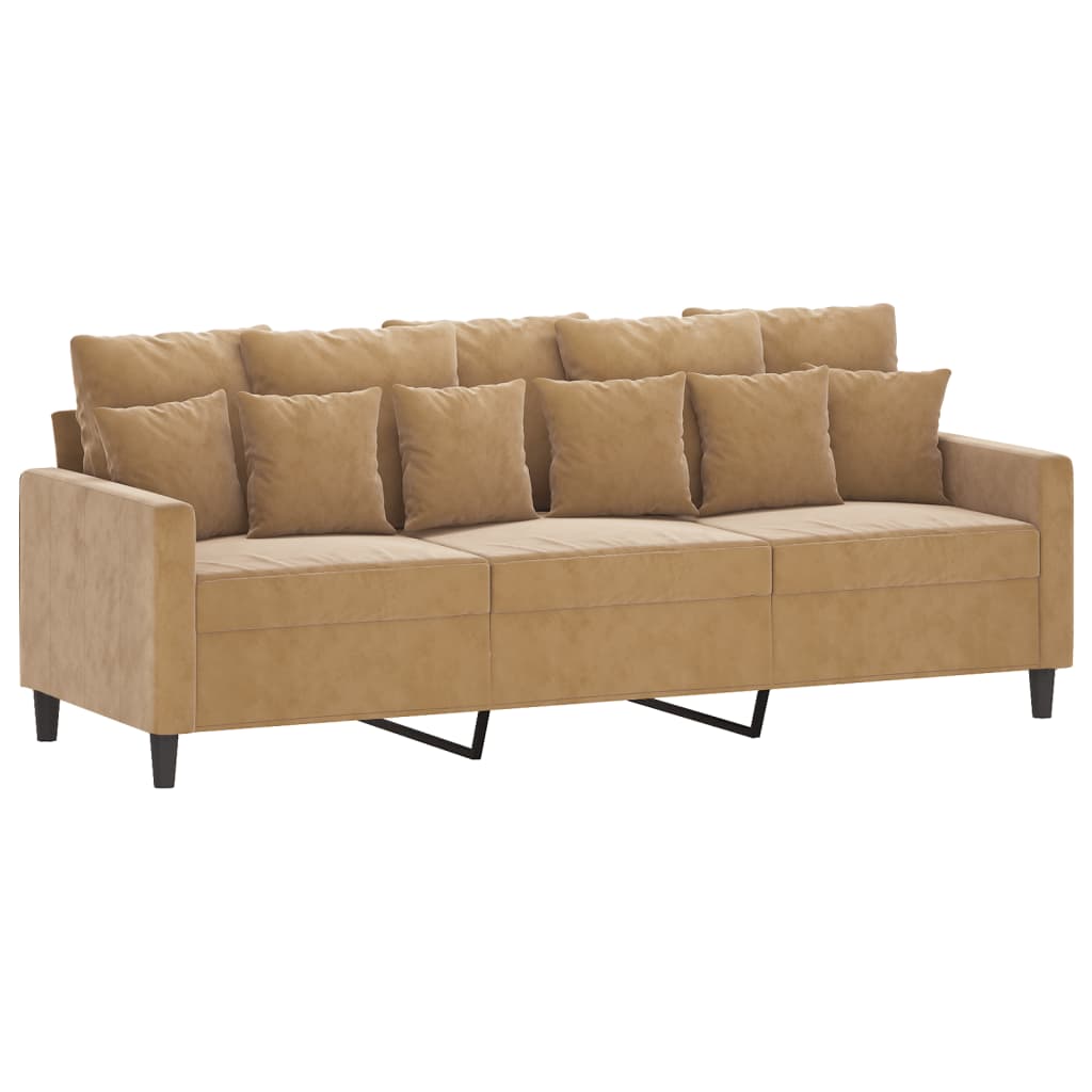 Driezitsbank 180 cm fluweel bruin is nu te koop bij PeponiXL, paradijselijk wonen!