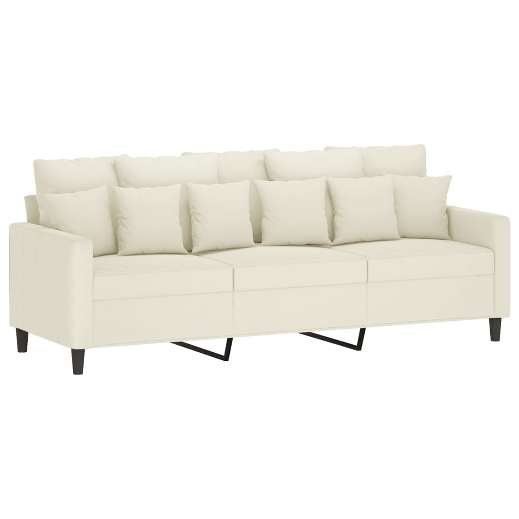 Driezitsbank 180 cm fluweel crèmekleurig is nu te koop bij PeponiXL, paradijselijk wonen!