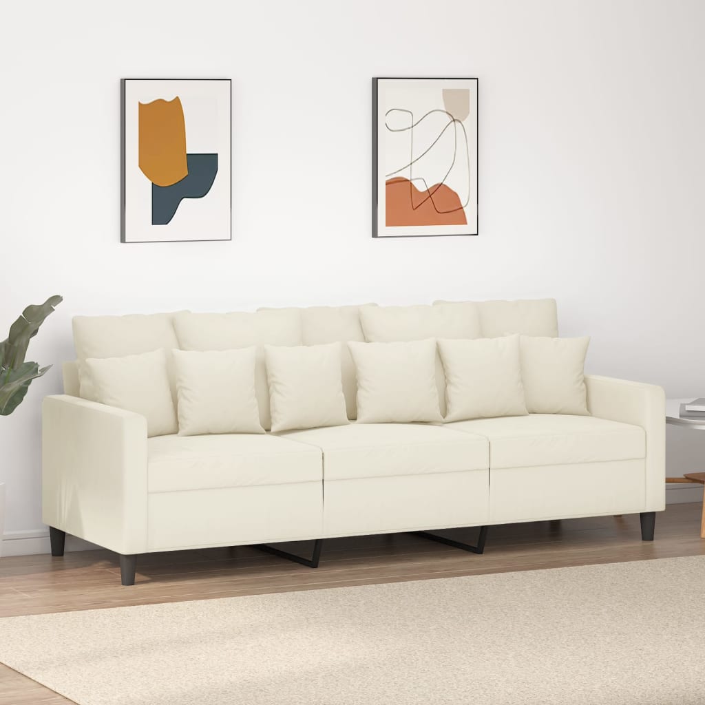 Driezitsbank 180 cm fluweel crèmekleurig is nu te koop bij PeponiXL, paradijselijk wonen!