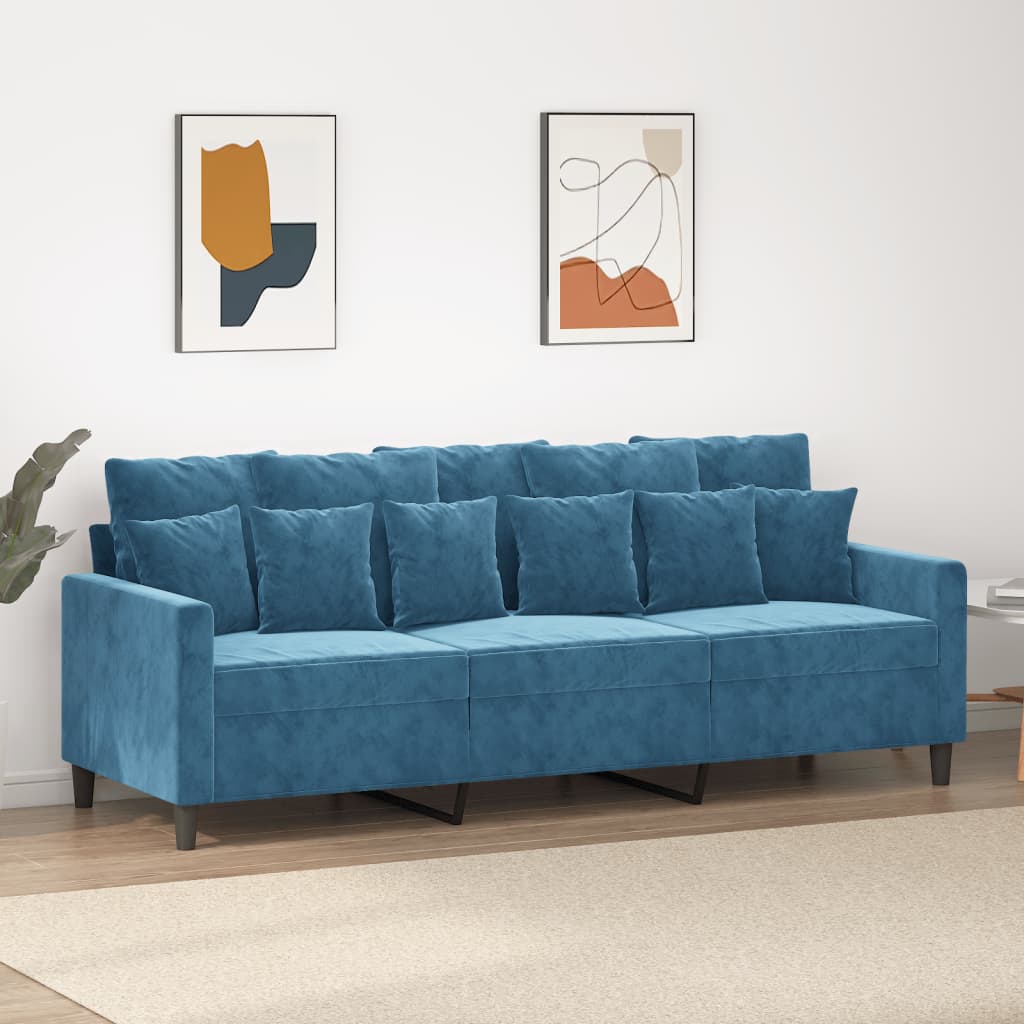 Driezitsbank 180 cm fluweel blauw is nu te koop bij PeponiXL, paradijselijk wonen!