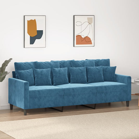 Driezitsbank 180 cm fluweel blauw is nu te koop bij PeponiXL, paradijselijk wonen!