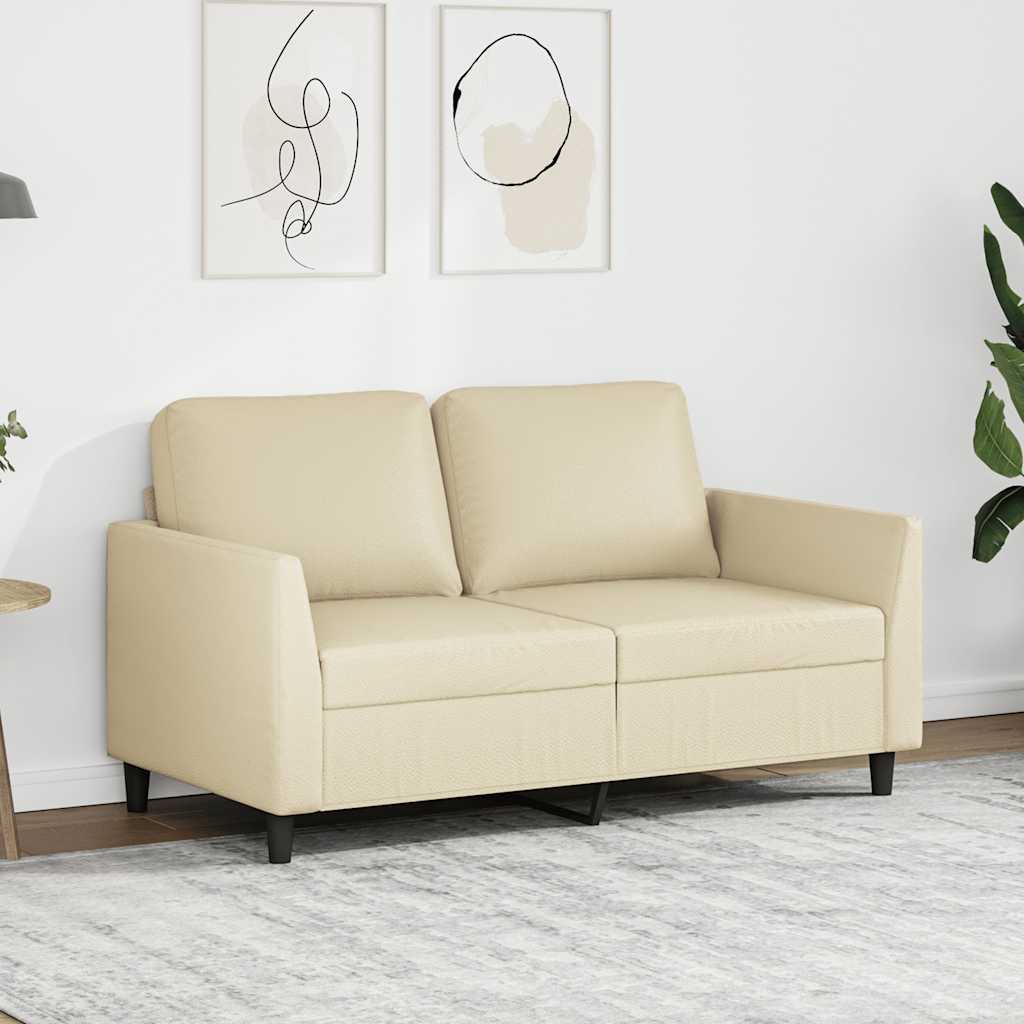 Tweezitsbank 120 cm kunstleer crèmekleurig is nu te koop bij PeponiXL, paradijselijk wonen!