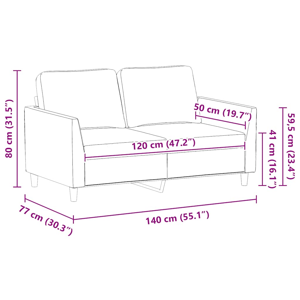 Tweezitsbank 120 cm kunstleer cappuccinokleurig is nu te koop bij PeponiXL, paradijselijk wonen!